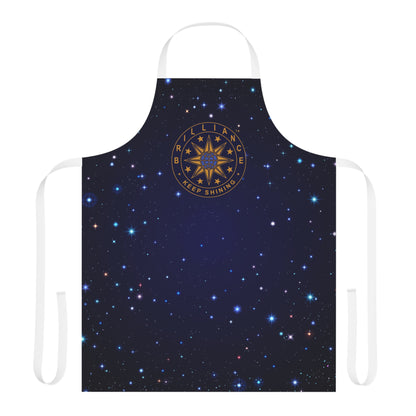 Brilliance Men's Apron with Starry Night Print and Logo White Strap Front Side