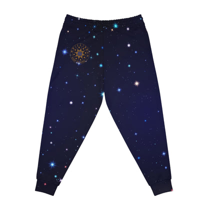 Brilliance Men's Athletic Joggers w/ Starry Night Print & Logo Back Side