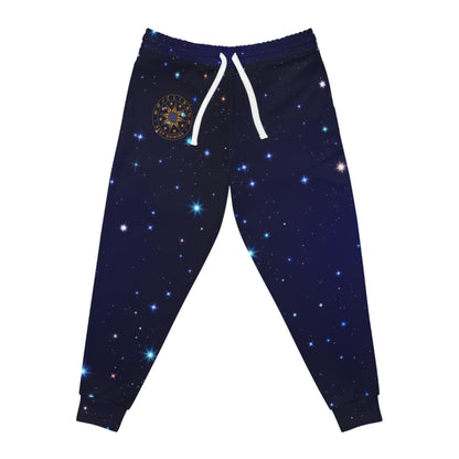 Brilliance Men's Athletic Joggers w/ Starry Night Print & Logo Front Side