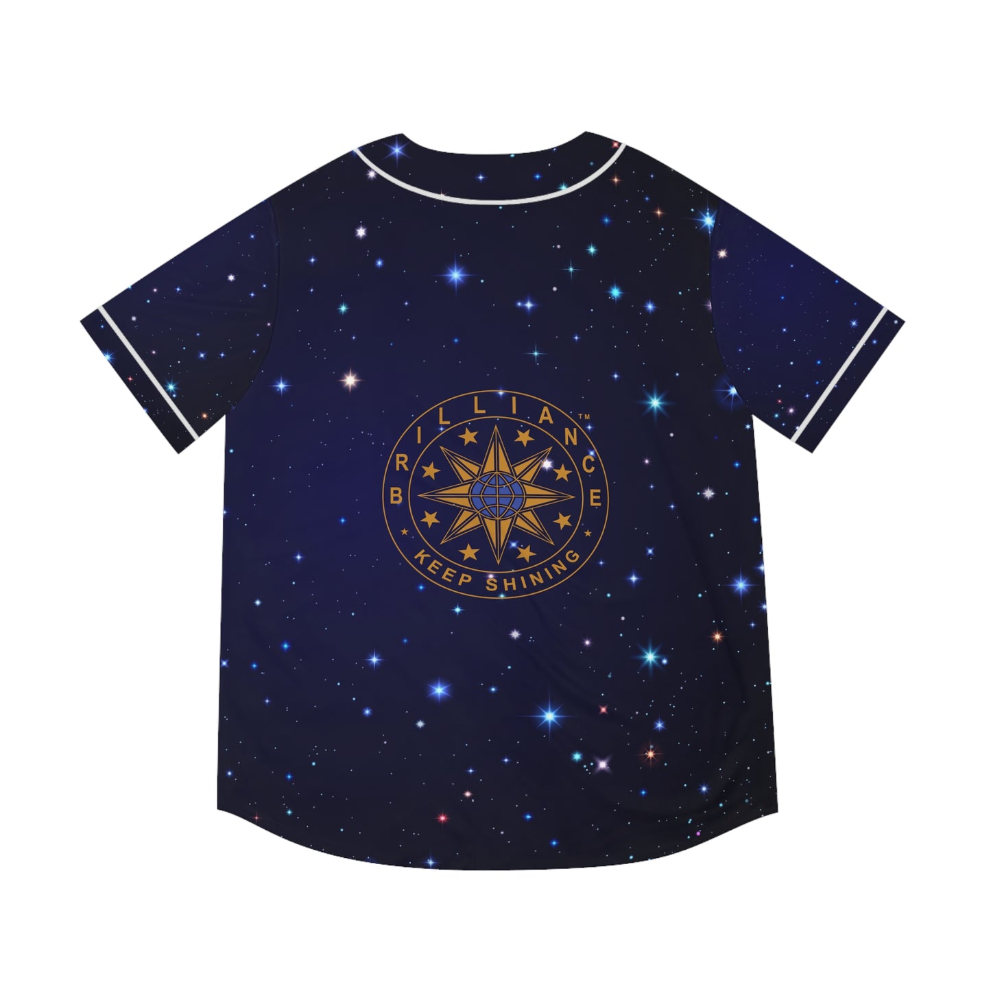 Brilliance Men's Baseball Jersey w/ Starry Night Print and Logo Back