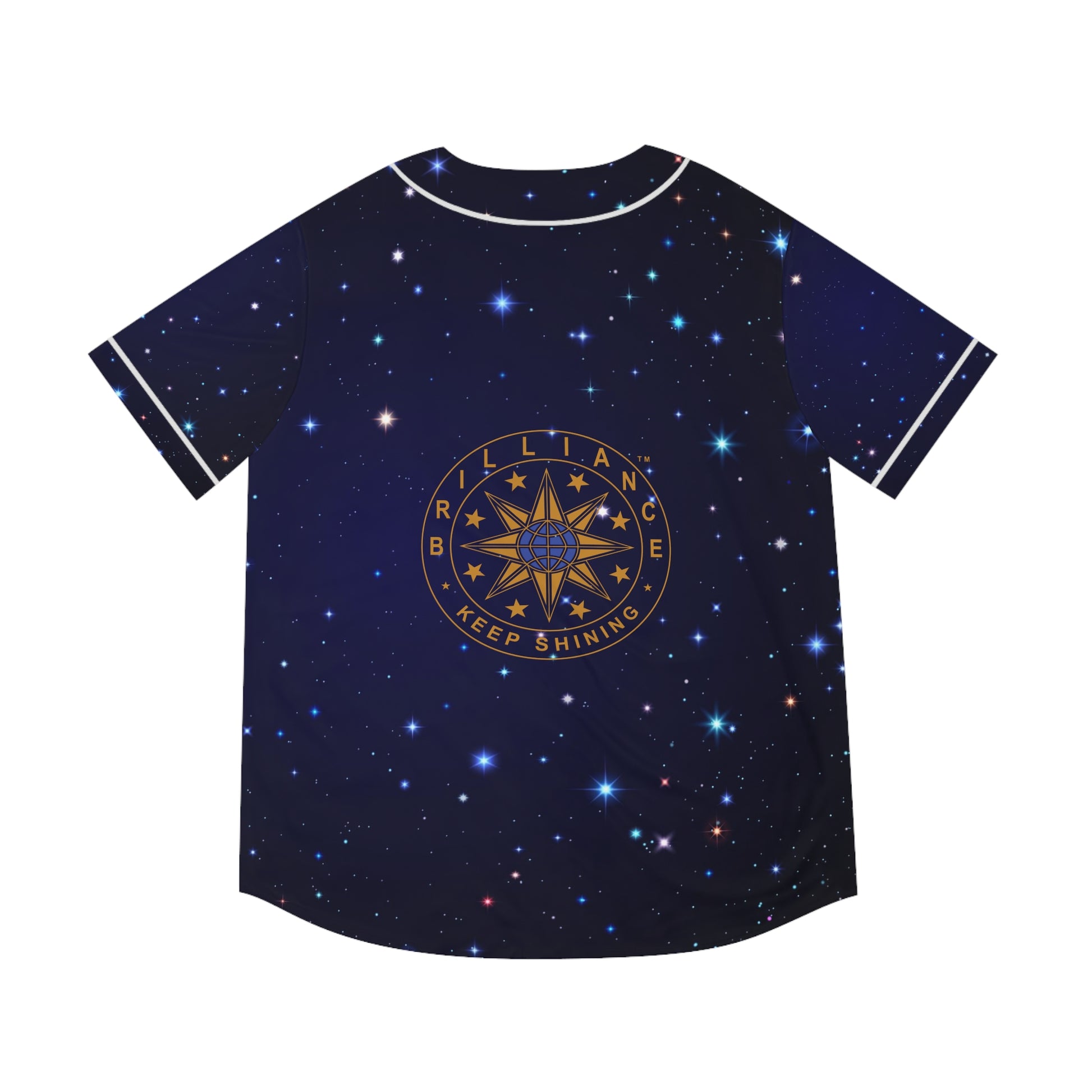 Brilliance Men's Baseball Jersey w/ Starry Night Print and Logo Back