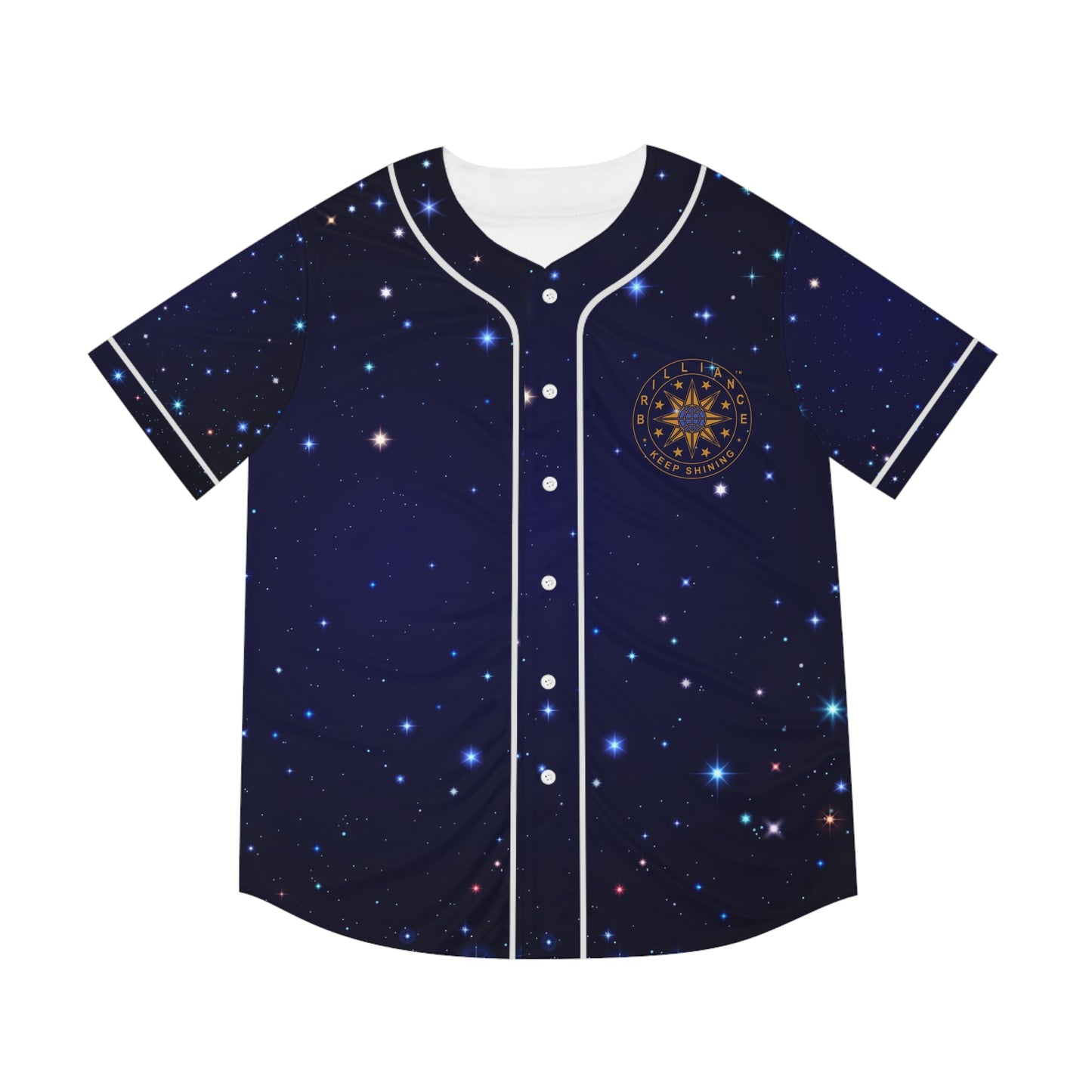 Brilliance Men's Baseball Jersey w/ Starry Night Print and Logo Front 
