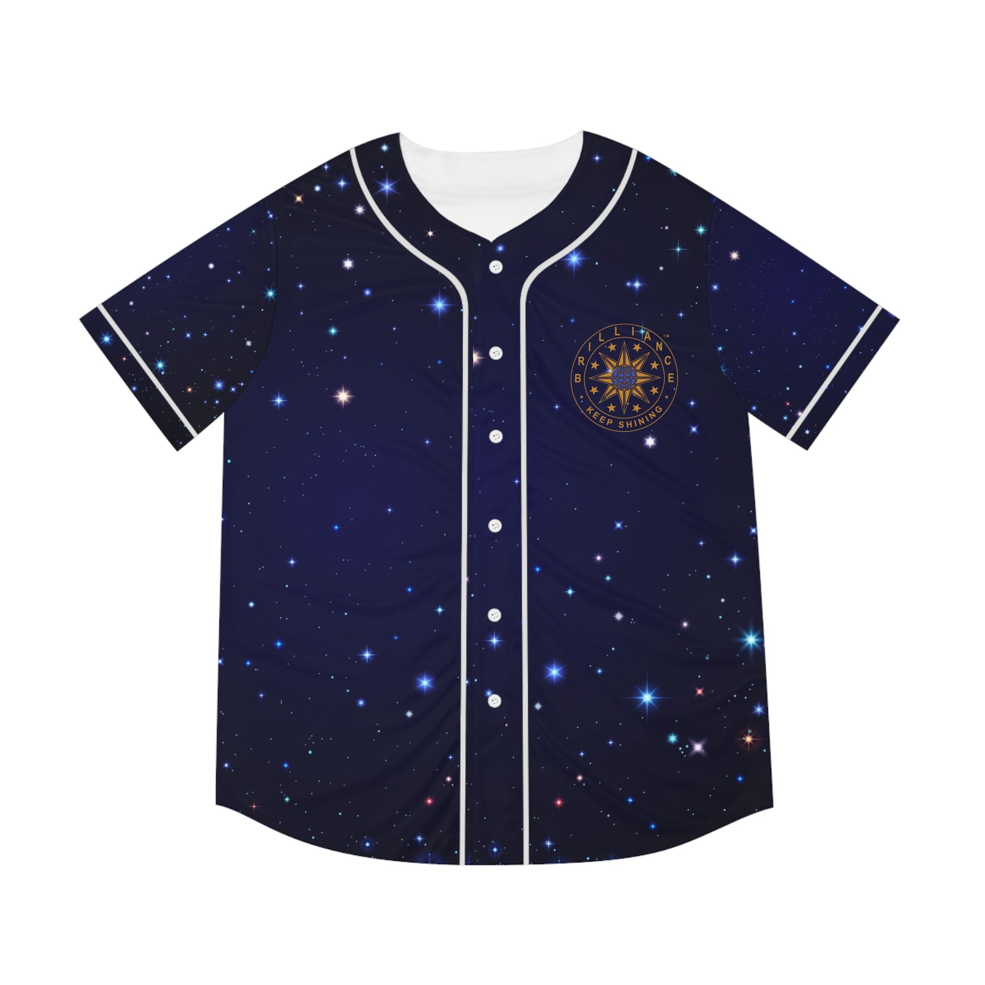 Brilliance Men's Baseball Jersey w/ Starry Night Print and Logo Front 