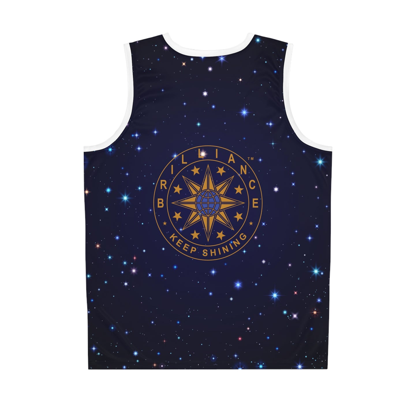 Brilliance Men's Basketball Jersey with Starry Night Print and Logo Back View