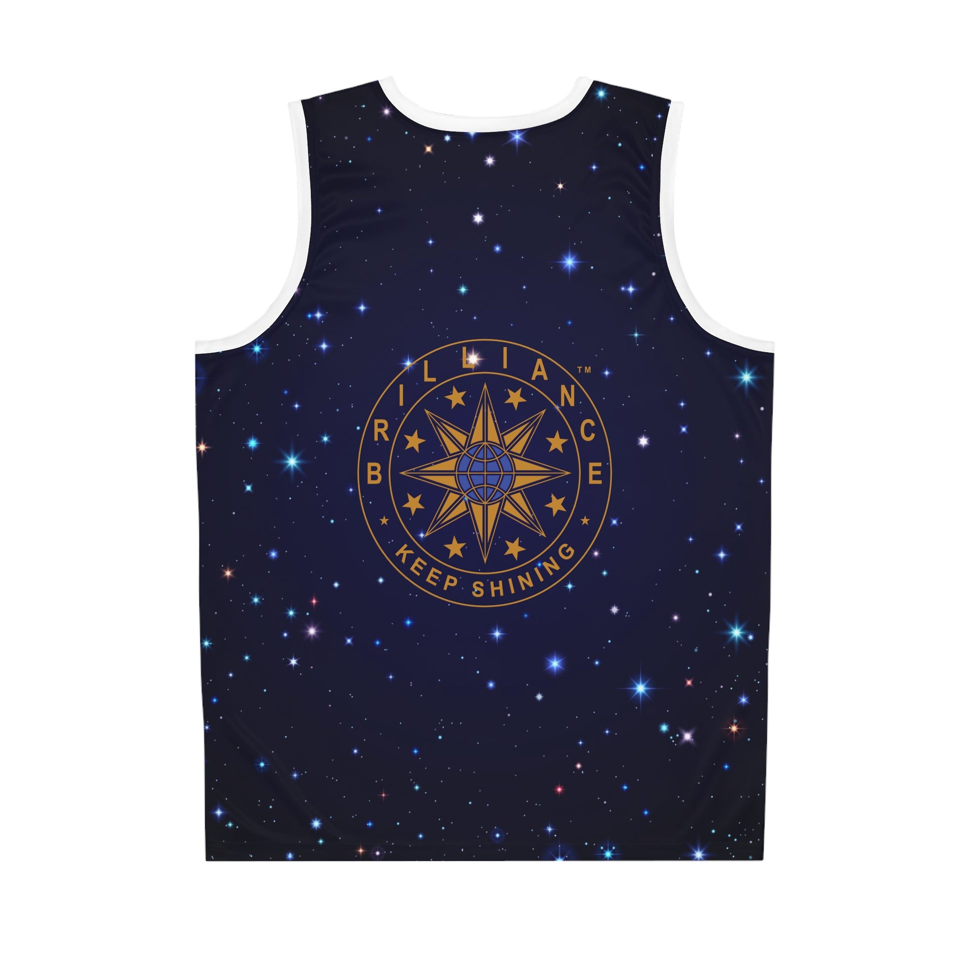 Brilliance Men's Basketball Jersey with Starry Night Print and Logo Back View