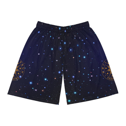 Brilliance Men's Basketball Shorts w/ Starry Night Print & Logo Front