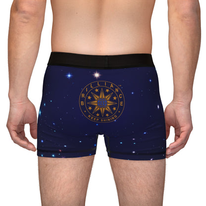 Brilliance Men's Boxers with Starry Night Print and Logo Back Side with Model
