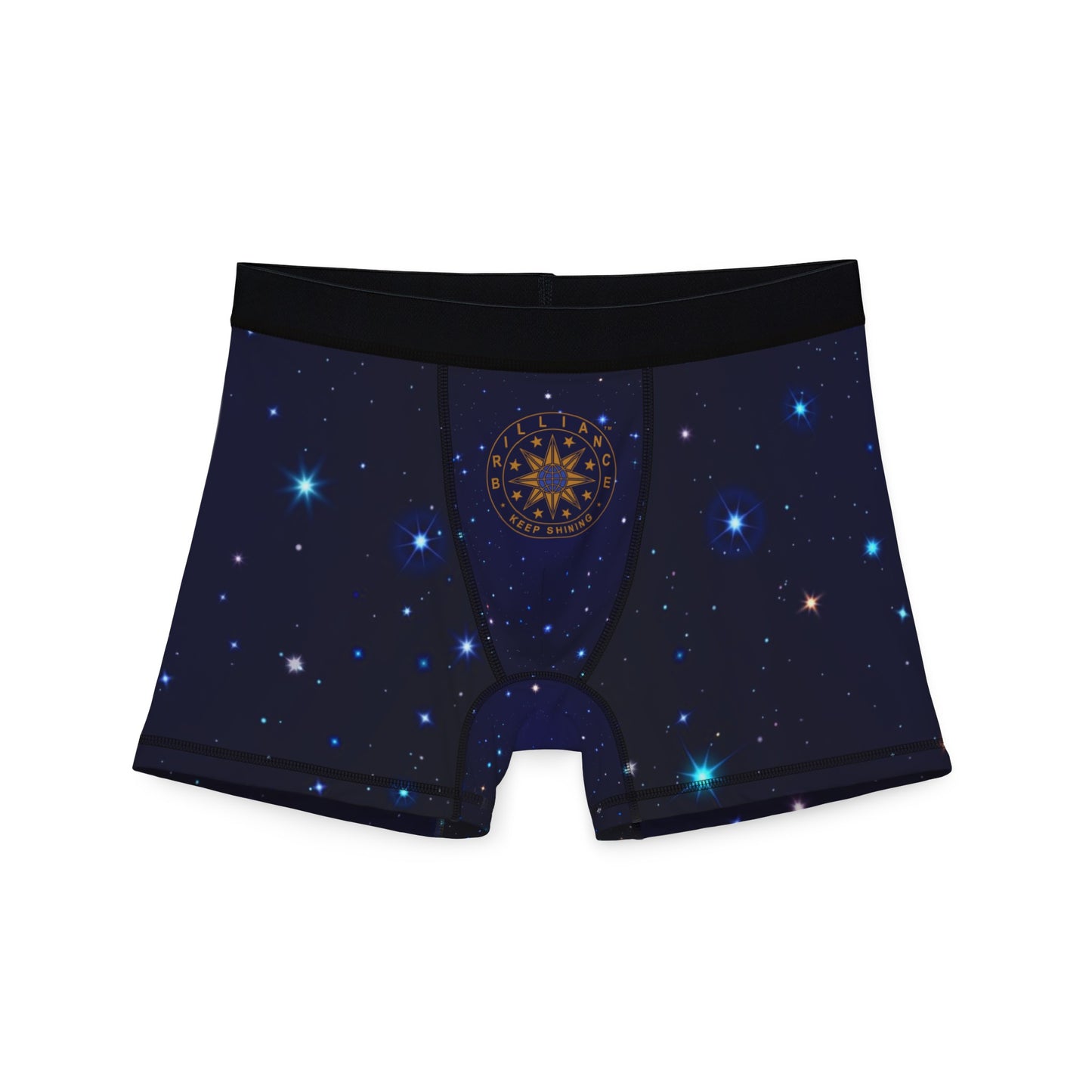 Brilliance Men's Boxers with Starry Night Print and Logo Front Side