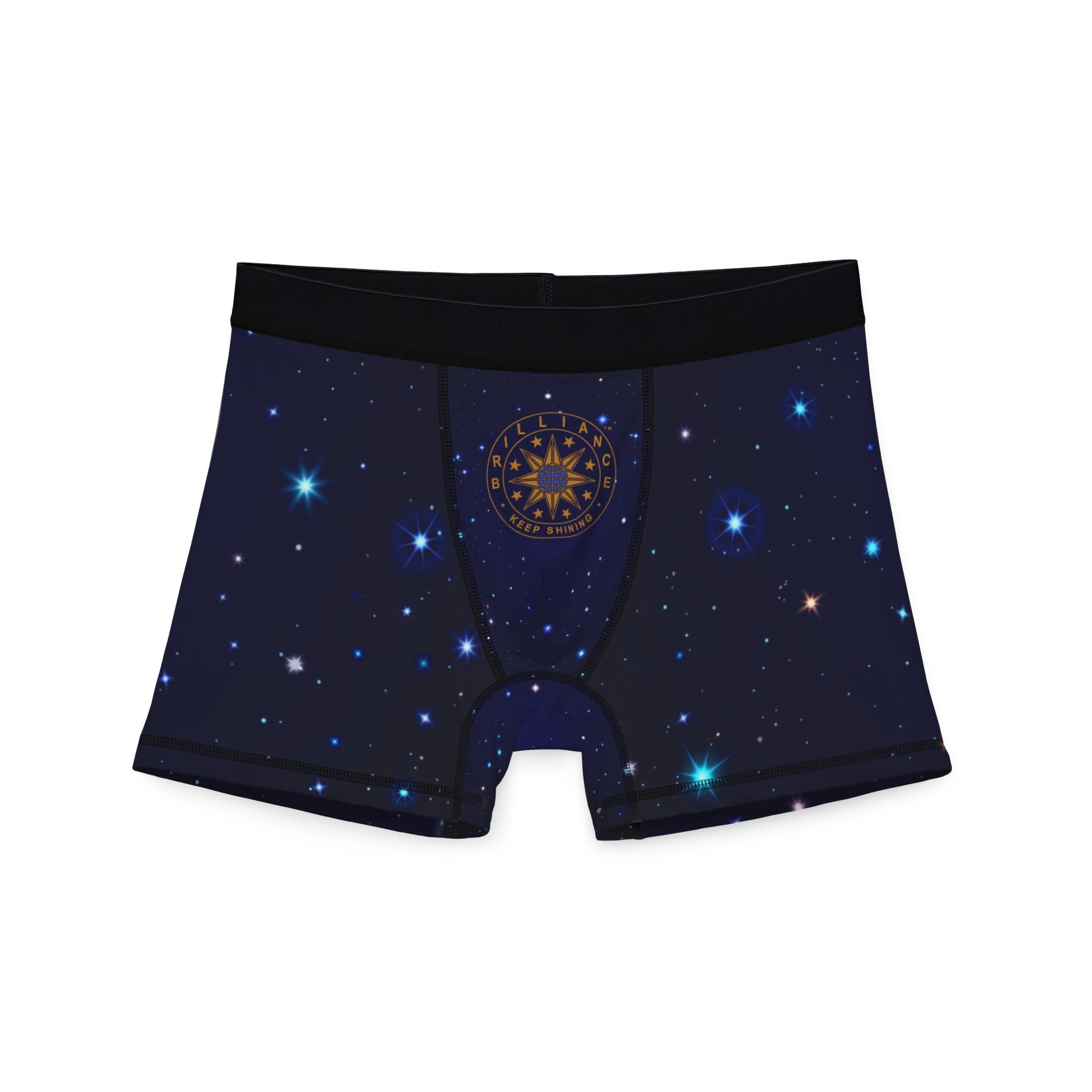 Brilliance Men's Boxers with Starry Night Print and Logo Front Side