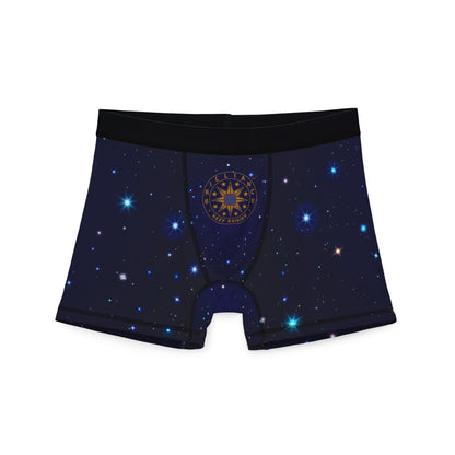 Brilliance Men's Boxers with Starry Night Print and Logo Front Side