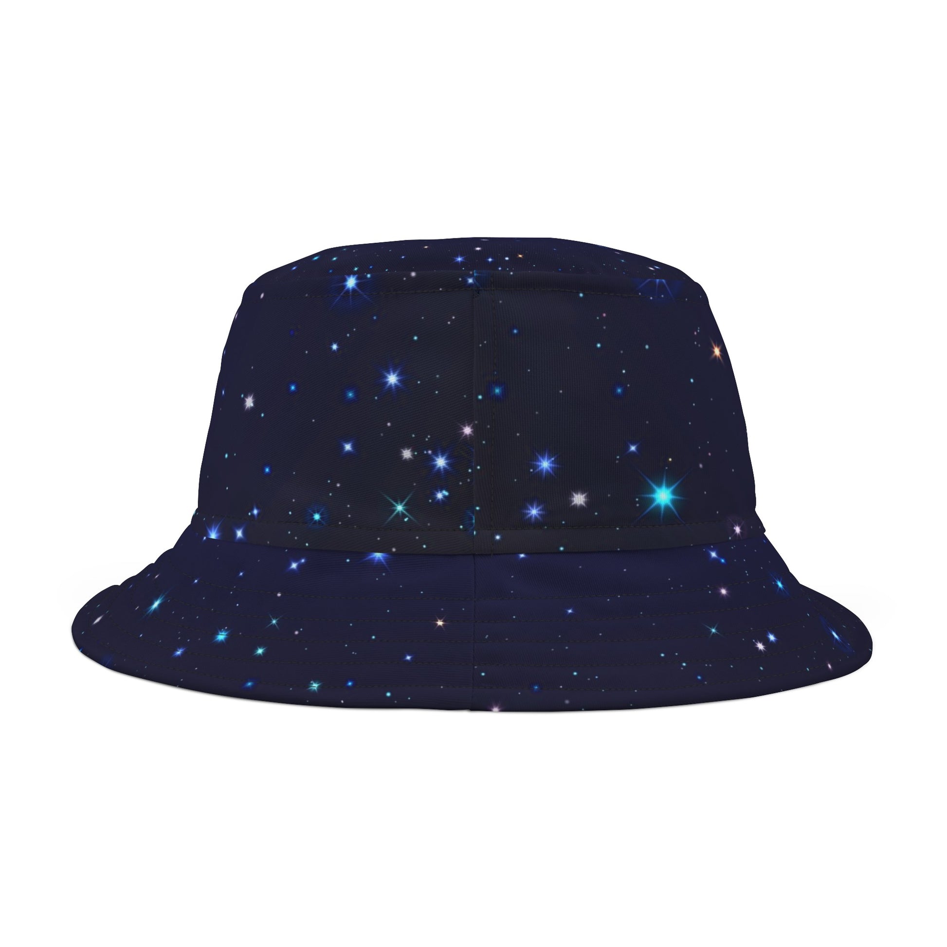 Brilliance Men's Bucket Hat with Starry Night Print and Logo Black Stitching Back Side