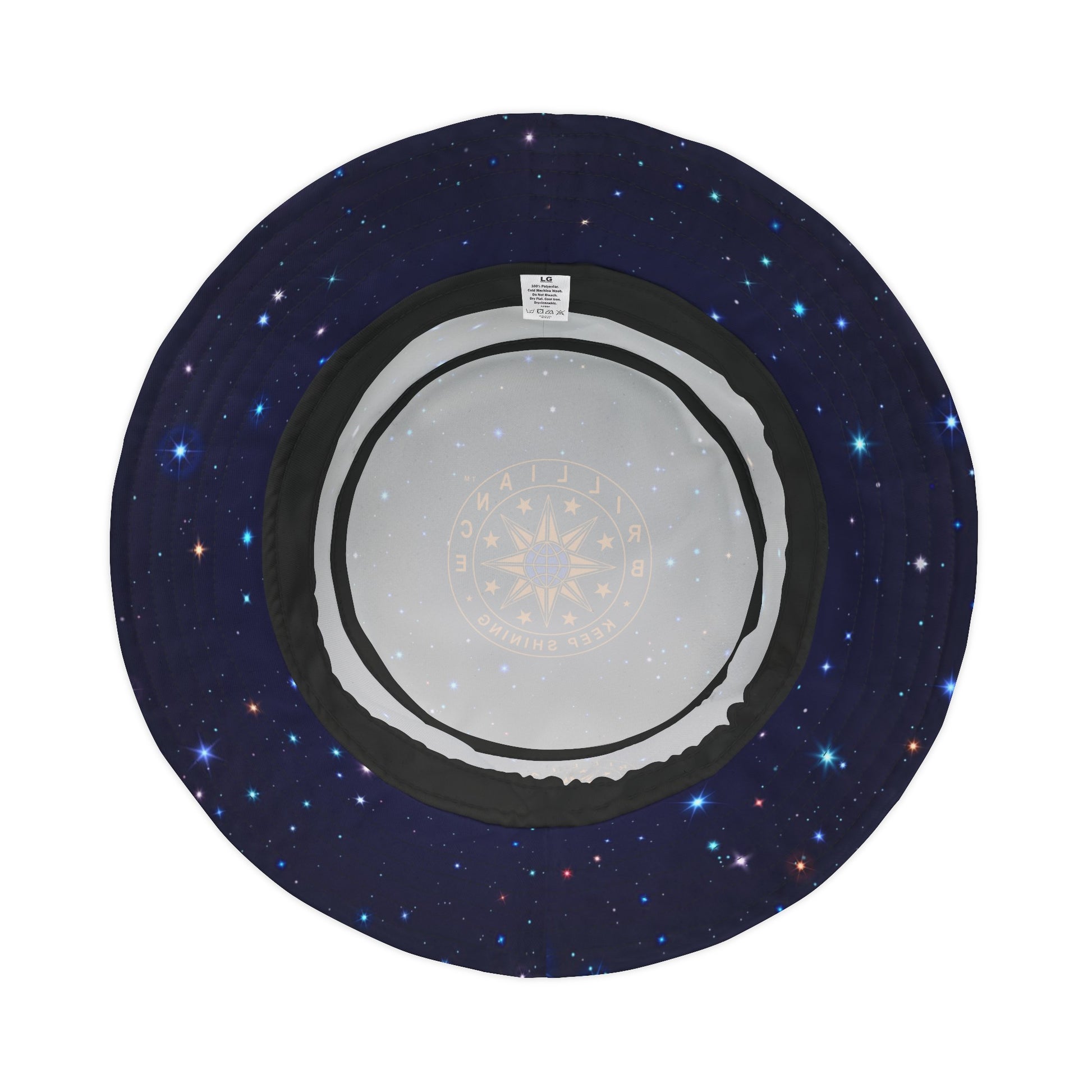 Brilliance Men's Bucket Hat with Starry Night Print and Logo Black Stitching Bottom