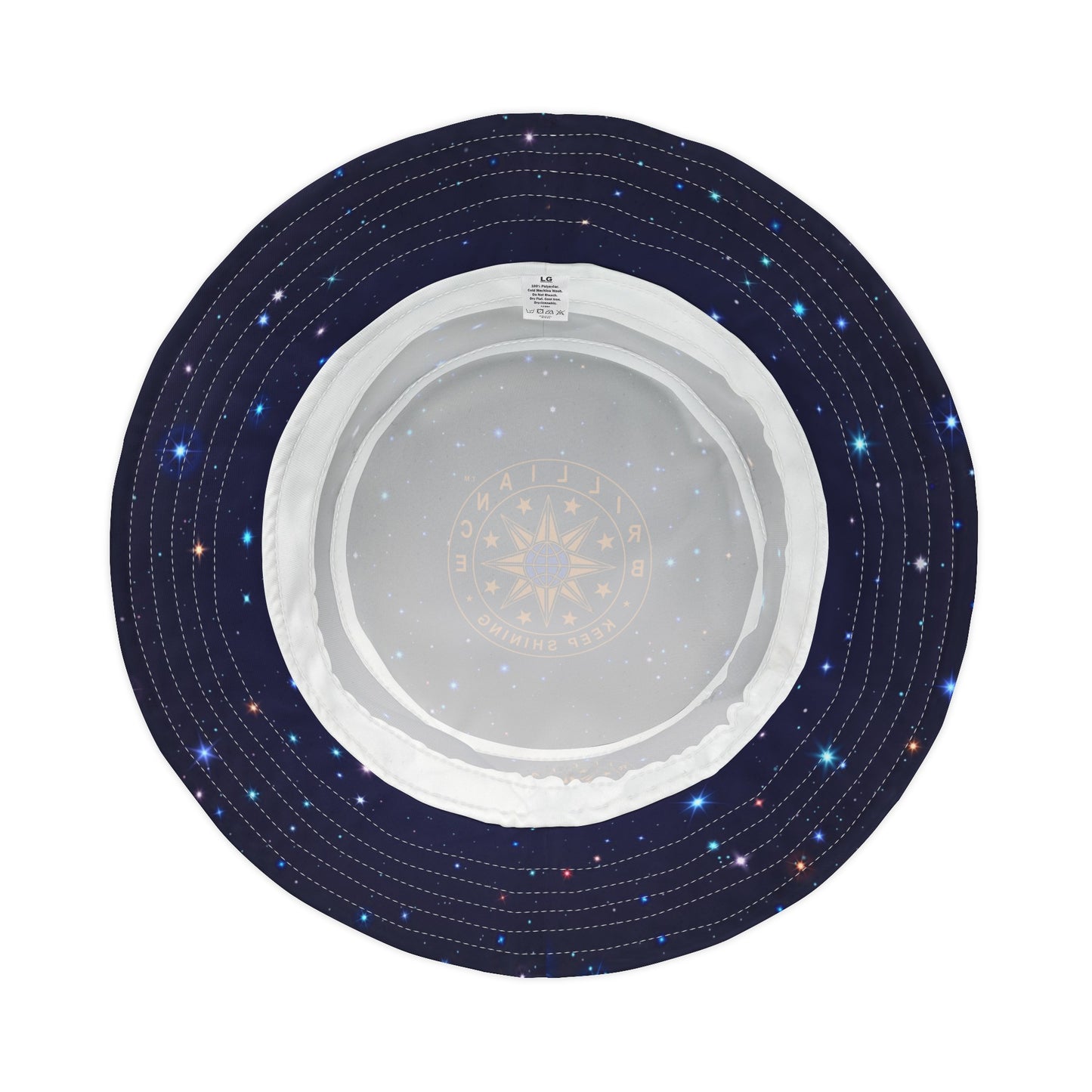 Brilliance Men's Bucket Hat with Starry Night Print and Logo White Stitching Bottom