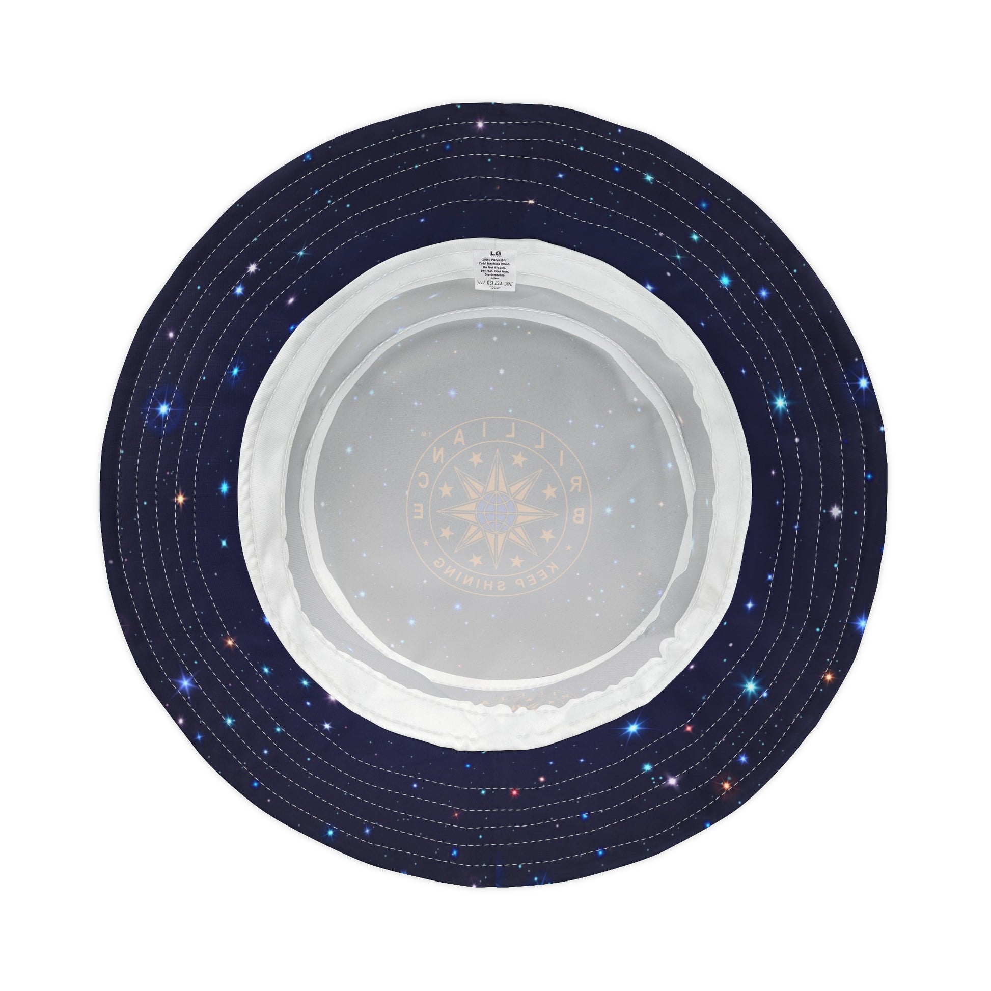 Brilliance Men's Bucket Hat with Starry Night Print and Logo White Stitching Bottom