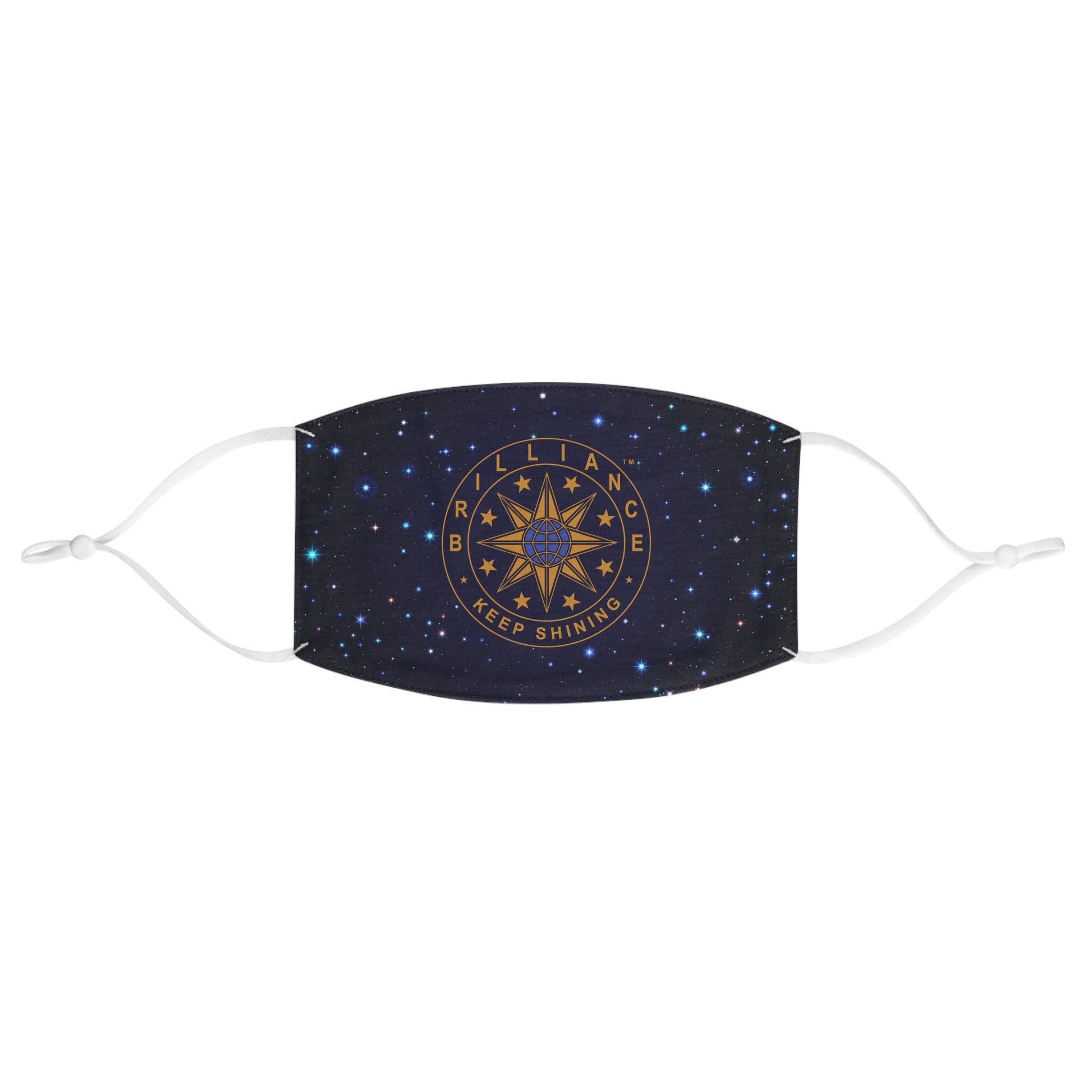 Brilliance Men's Fabric Face Mask with Starry Night Print and Logo Front Side
