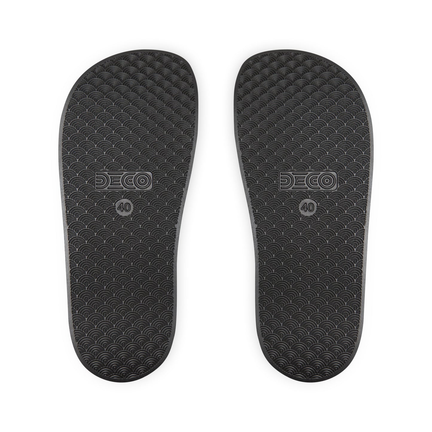 Brilliance Men's PU Slide Sandals with Starry Night Print and Logo Black Outsole Back Side