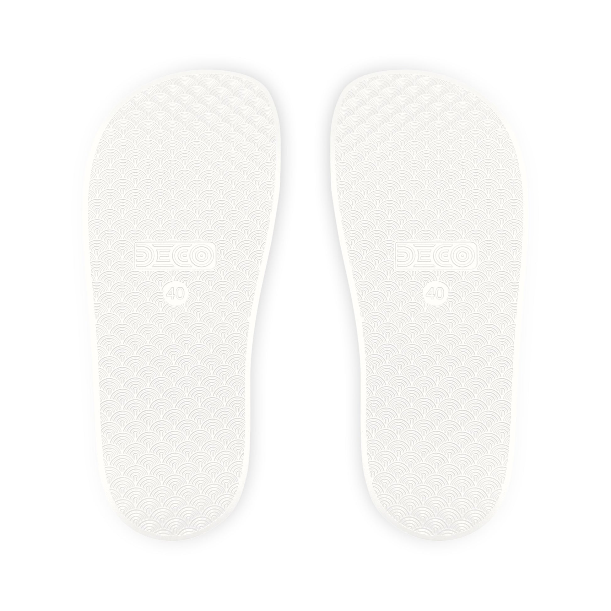 Brilliance Men's PU Slide Sandals with Starry Night Print and Logo White Outsole Back Side