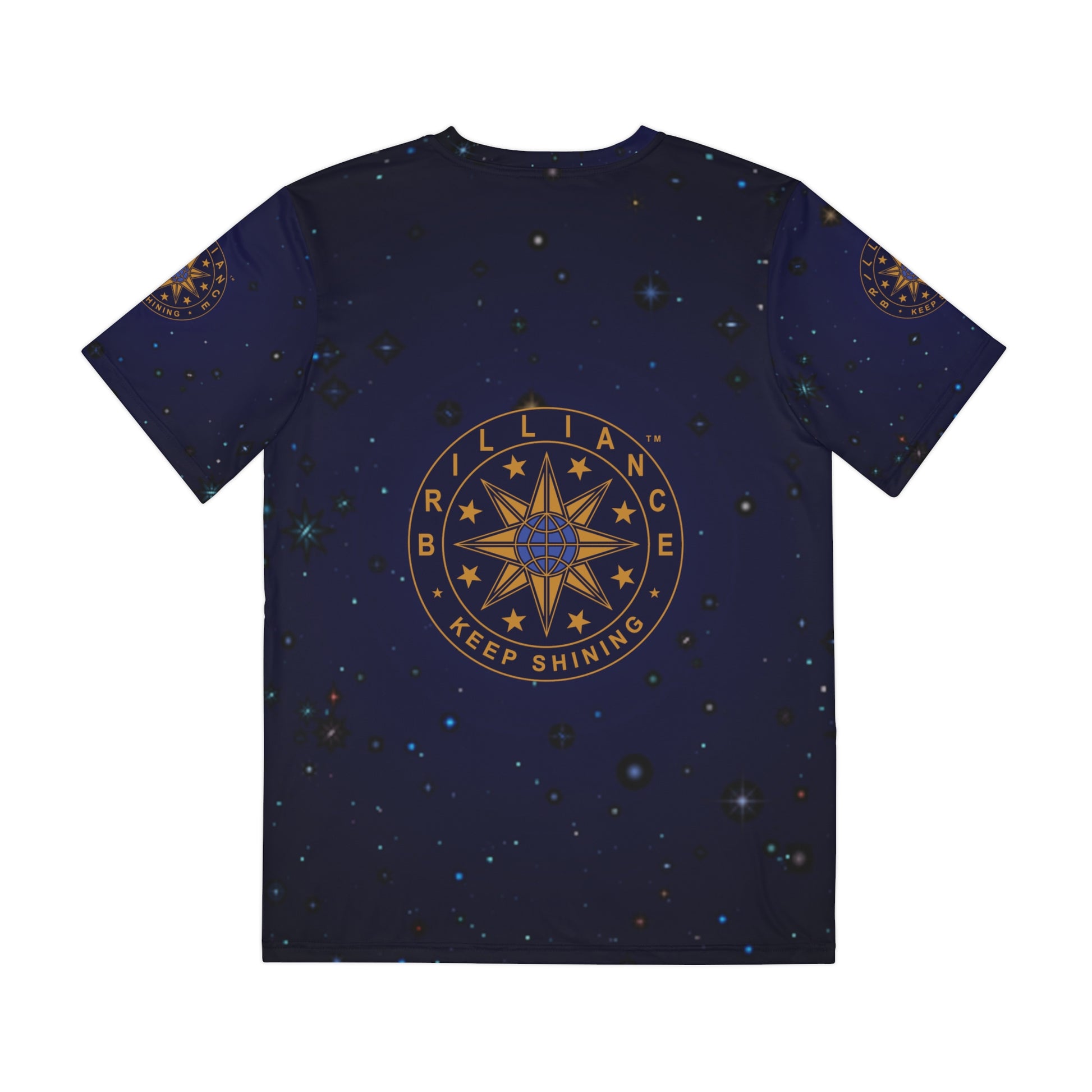 Brilliance Men's Polyester Tee with Starry Night Print and Logo Back Side 