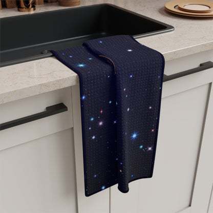 Brilliance Microfiber Tea Towel with Starry Night Print and Logo Fold