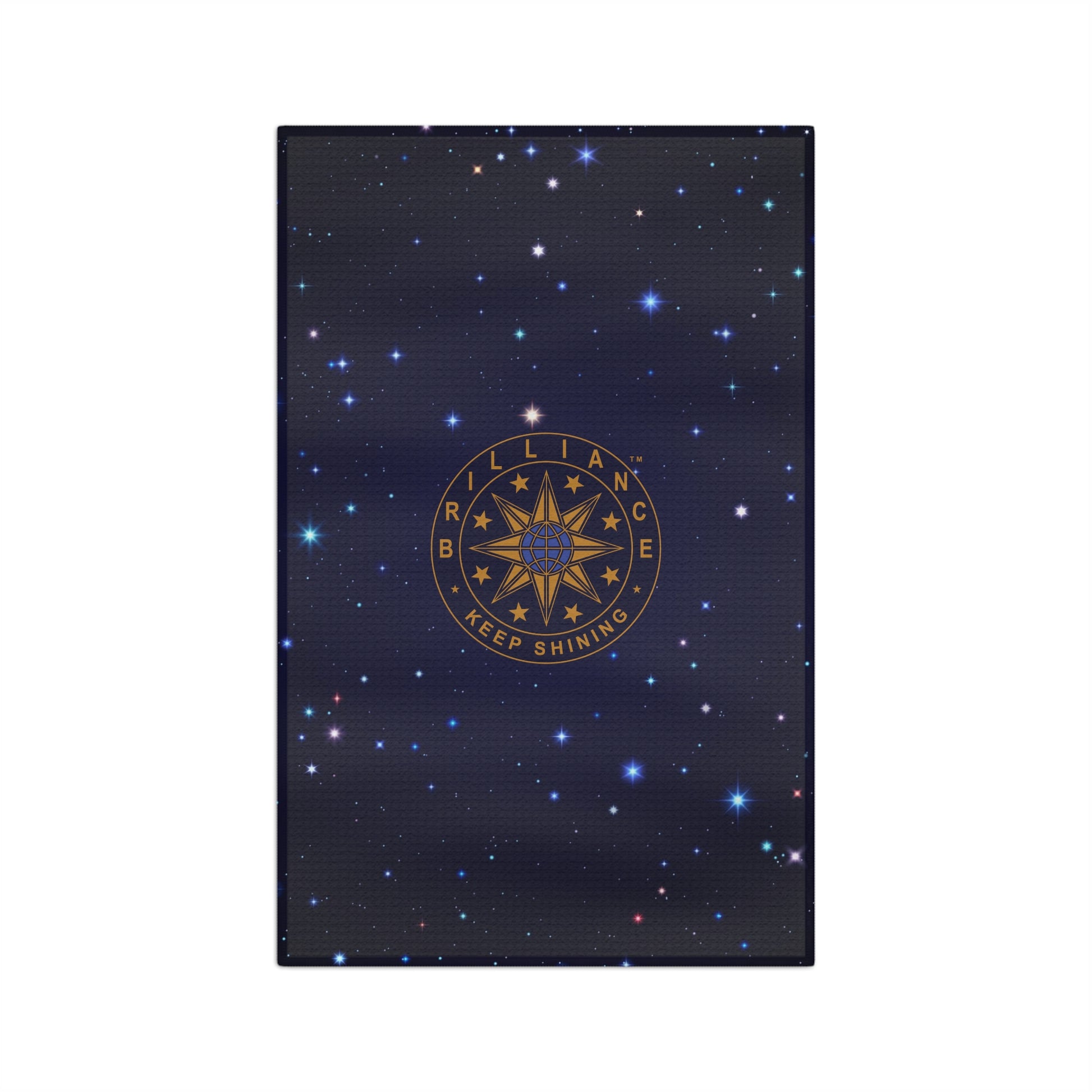 Brilliance Microfiber Tea Towel with Starry Night Print and Logo Front Side