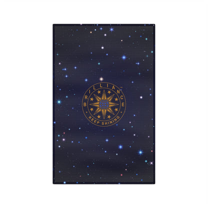 Brilliance Microfiber Tea Towel with Starry Night Print and Logo Front Side