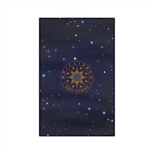 Brilliance Microfiber Tea Towel with Starry Night Print and Logo Front Side