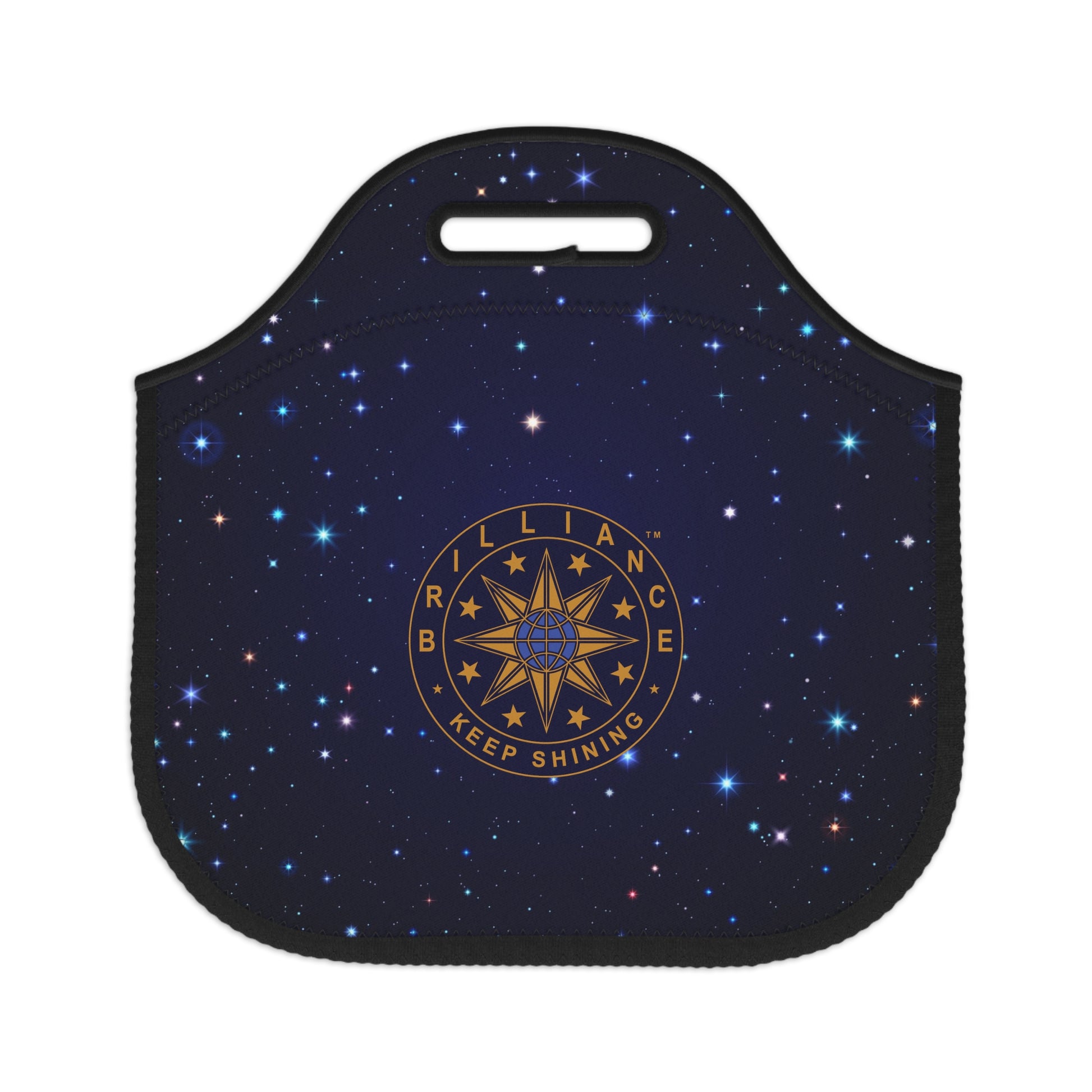 Brilliance Neoprene Lunch Bag with Starry Night Print and Logo Front