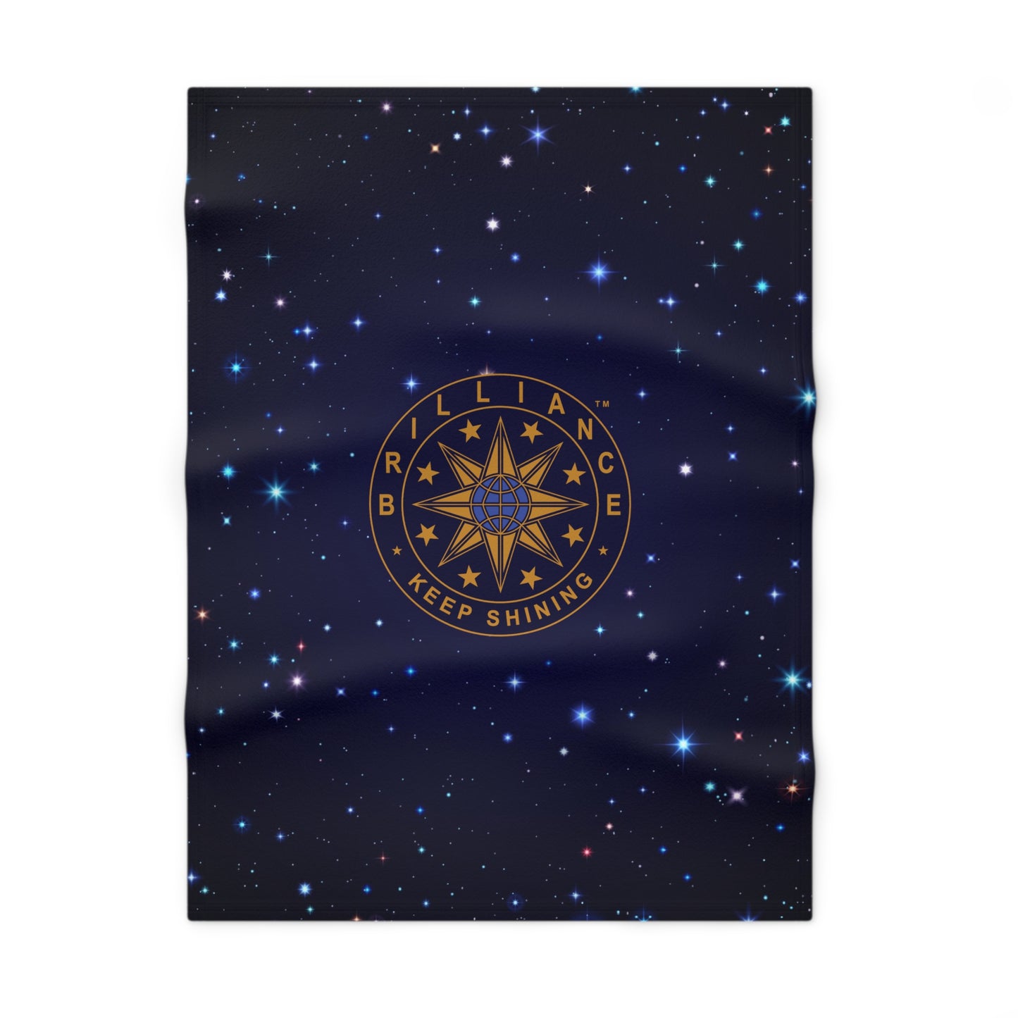 Brilliance Soft Fleece Baby Blanket with Starry Night Print and Logo Front Side