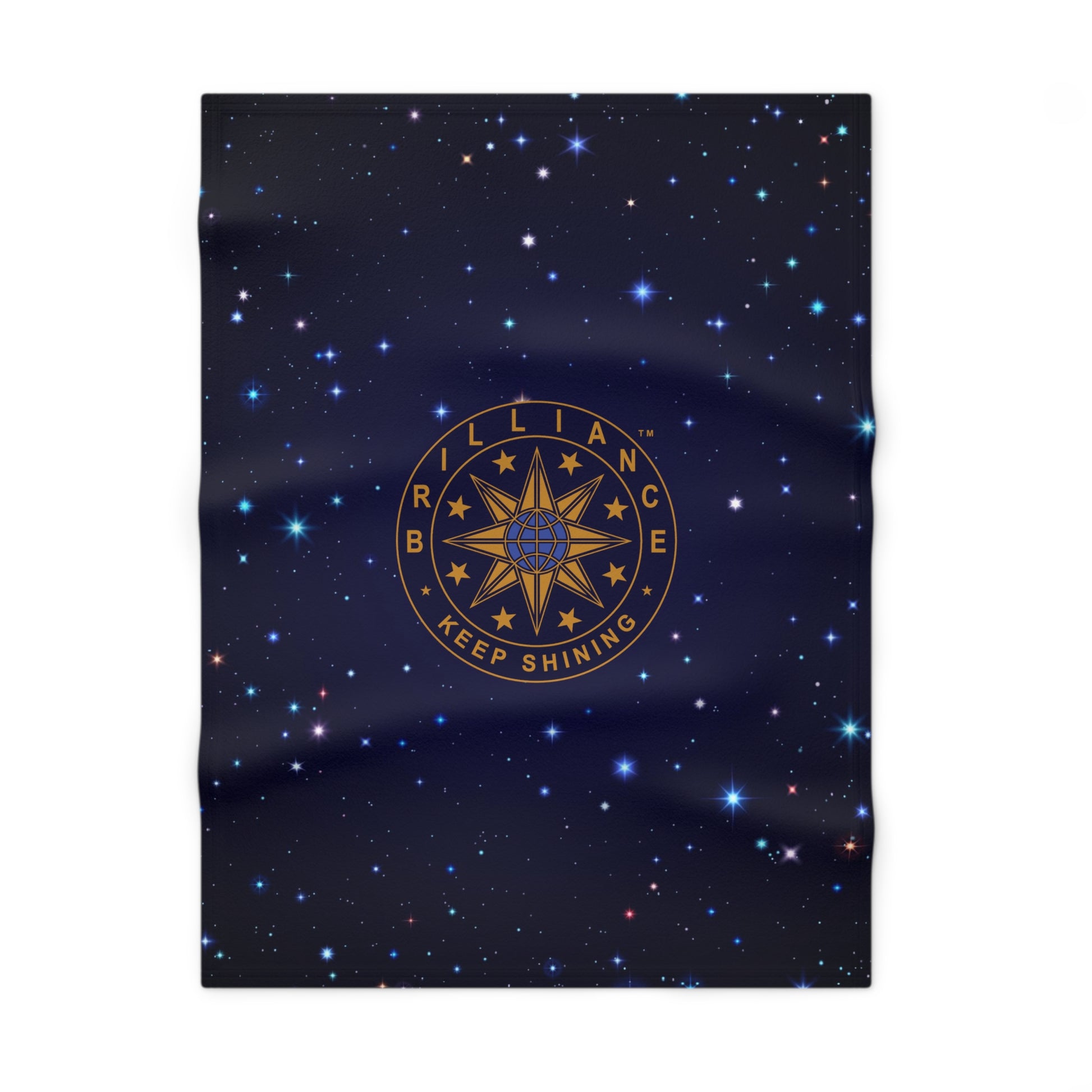 Brilliance Soft Fleece Baby Blanket with Starry Night Print and Logo Front Side