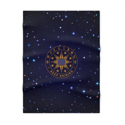 Brilliance Soft Fleece Baby Blanket with Starry Night Print and Logo Front Side