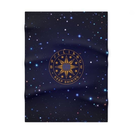 Brilliance Soft Fleece Baby Blanket with Starry Night Print and Logo Front Side