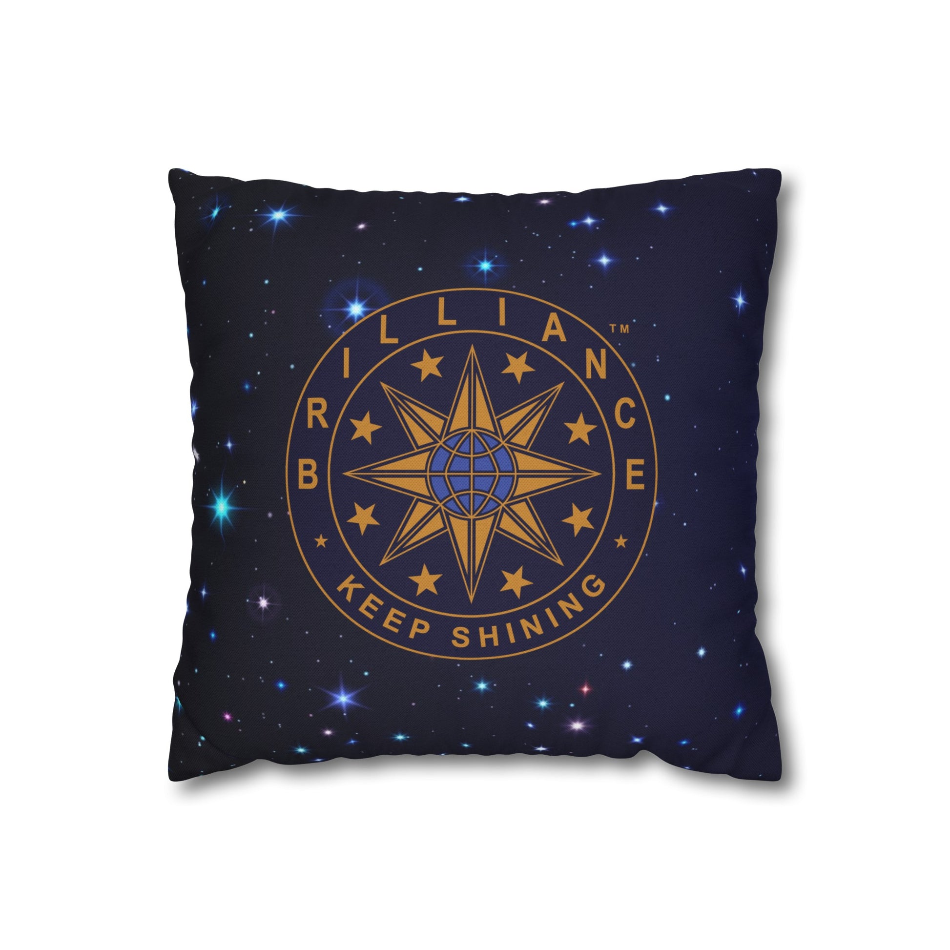 Brilliance Spun Polyester Square Pillowcase with Starry Night Print and Logo Back