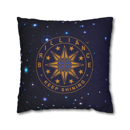 Brilliance Spun Polyester Square Pillowcase with Starry Night Print and Logo Front