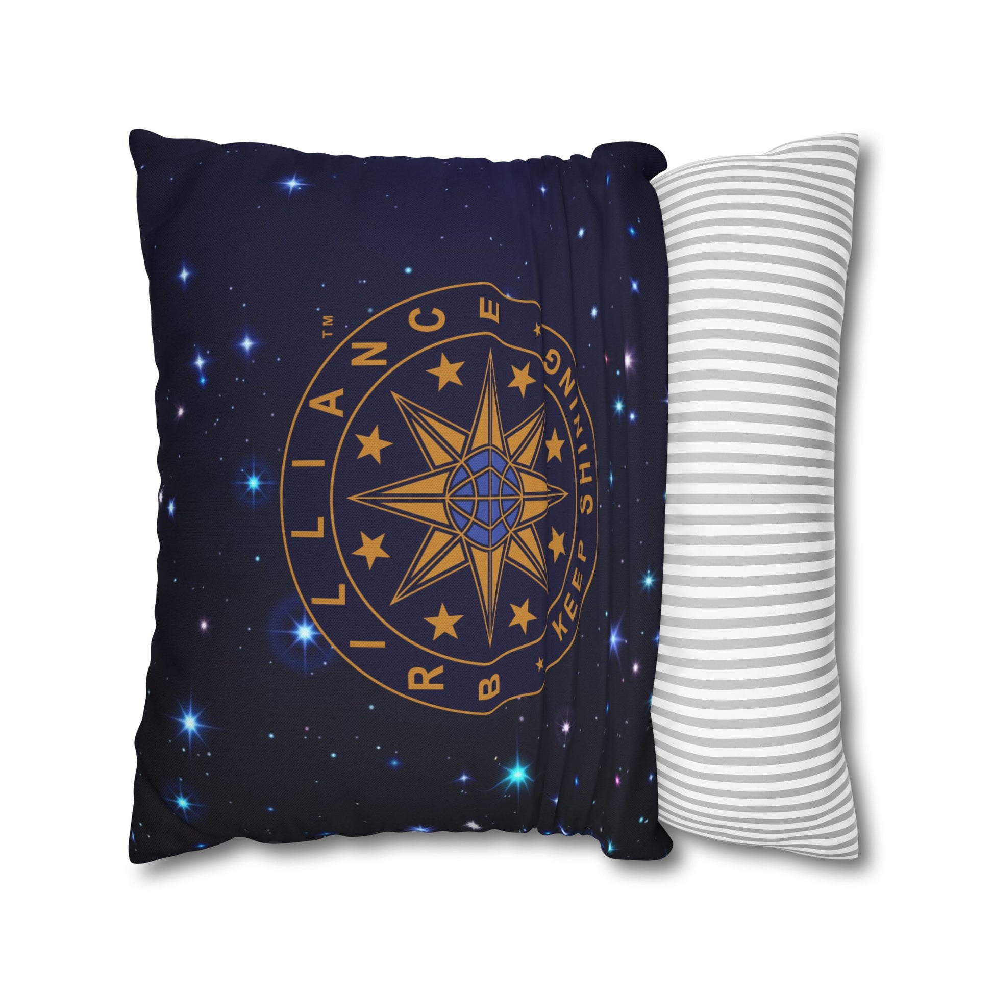 Brilliance Spun Polyester Square Pillowcase with Starry Night Print and Logo Front 2
