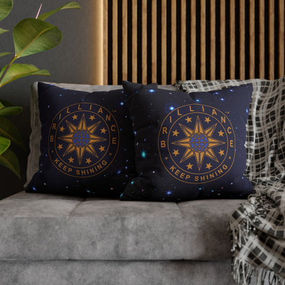 Brilliance Spun Polyester Square Pillowcase with Starry Night Print and Logo Front with Sofa 2