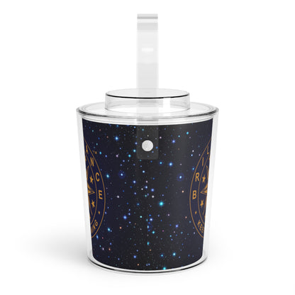 Brilliance Starry Night Print and Logo Ice Bucket with Tongs Left Side