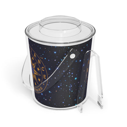 Brilliance Starry Night Print and Logo Ice Bucket with Tongs Slant