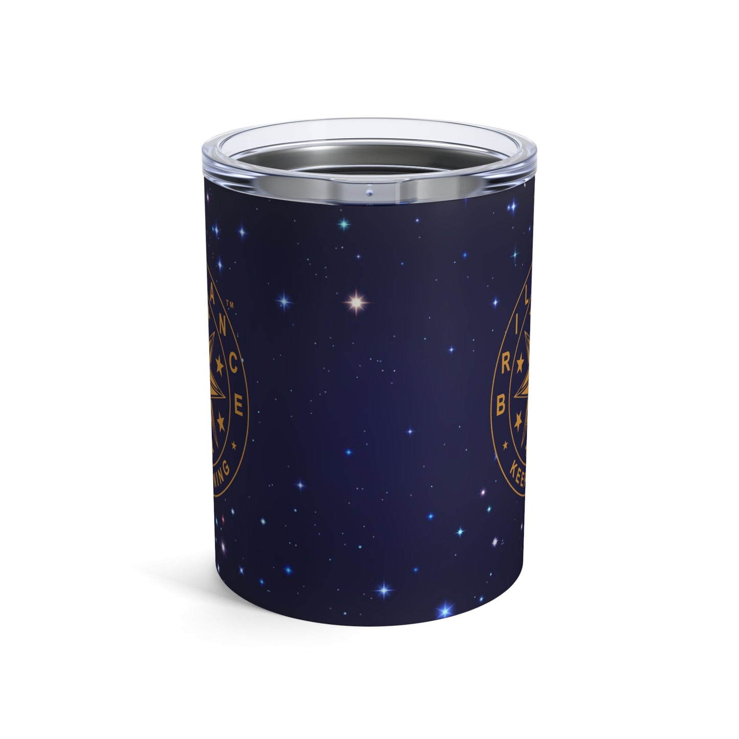 Brilliance Tumbler 10oz with Starry Night Print and Logo Front Side