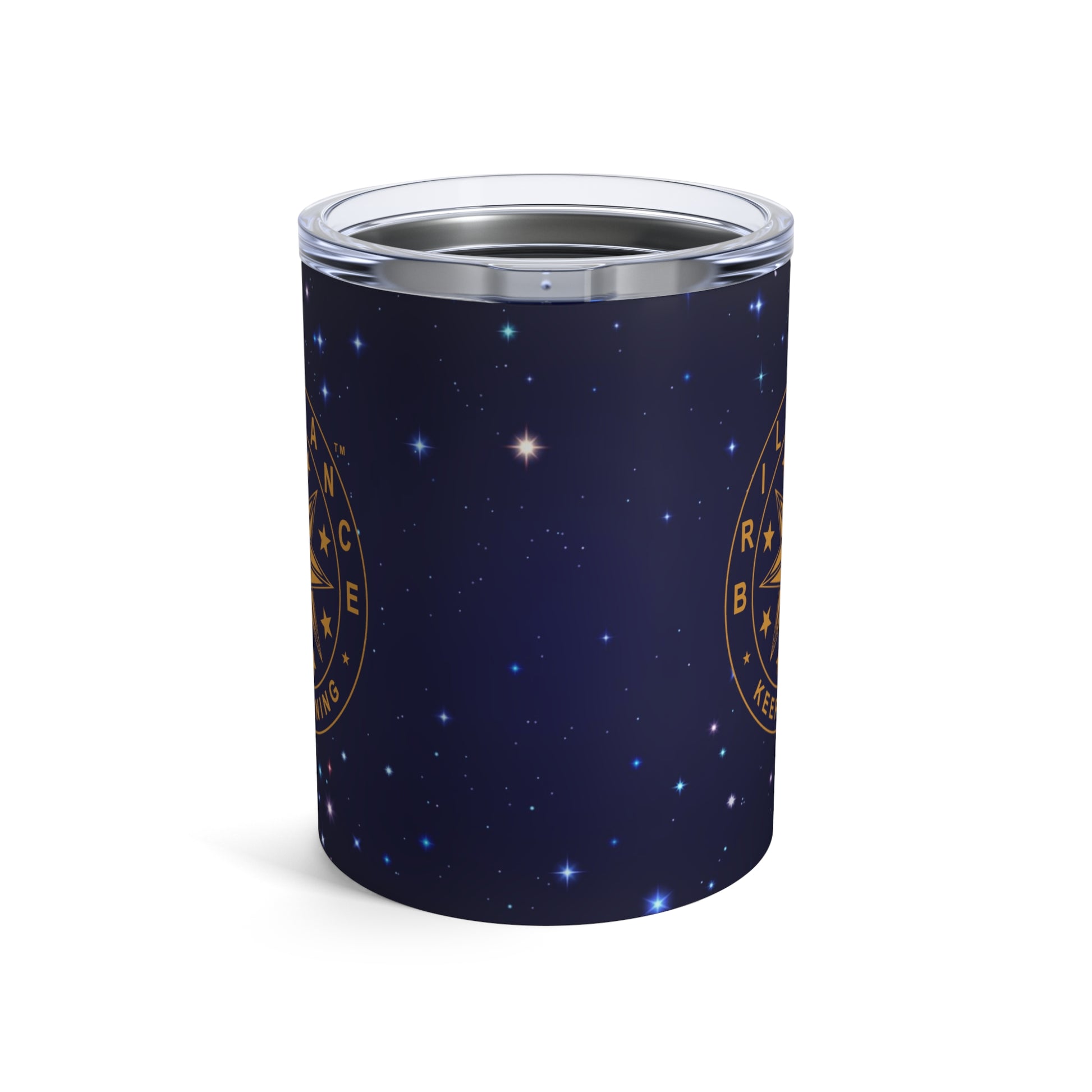 Brilliance Tumbler 10oz with Starry Night Print and Logo Front Side