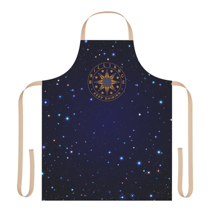 Brilliance Women's Apron with Starry Night Print and Logo Beige Strap Front Side