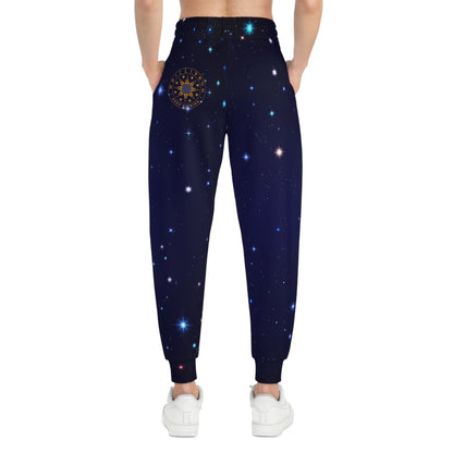 Brilliance Women's Athletic Joggers w/ Starry Night Print & Logo Back SideBrilliance Women's Athletic Joggers w/ Starry Night Print & Logo Back Side with Model
