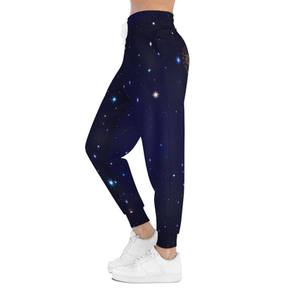 Brilliance Women's Athletic Joggers w/ Starry Night Print & Logo Back SideBrilliance Women's Athletic Joggers w/ Starry Night Print & Logo Left Side with Model