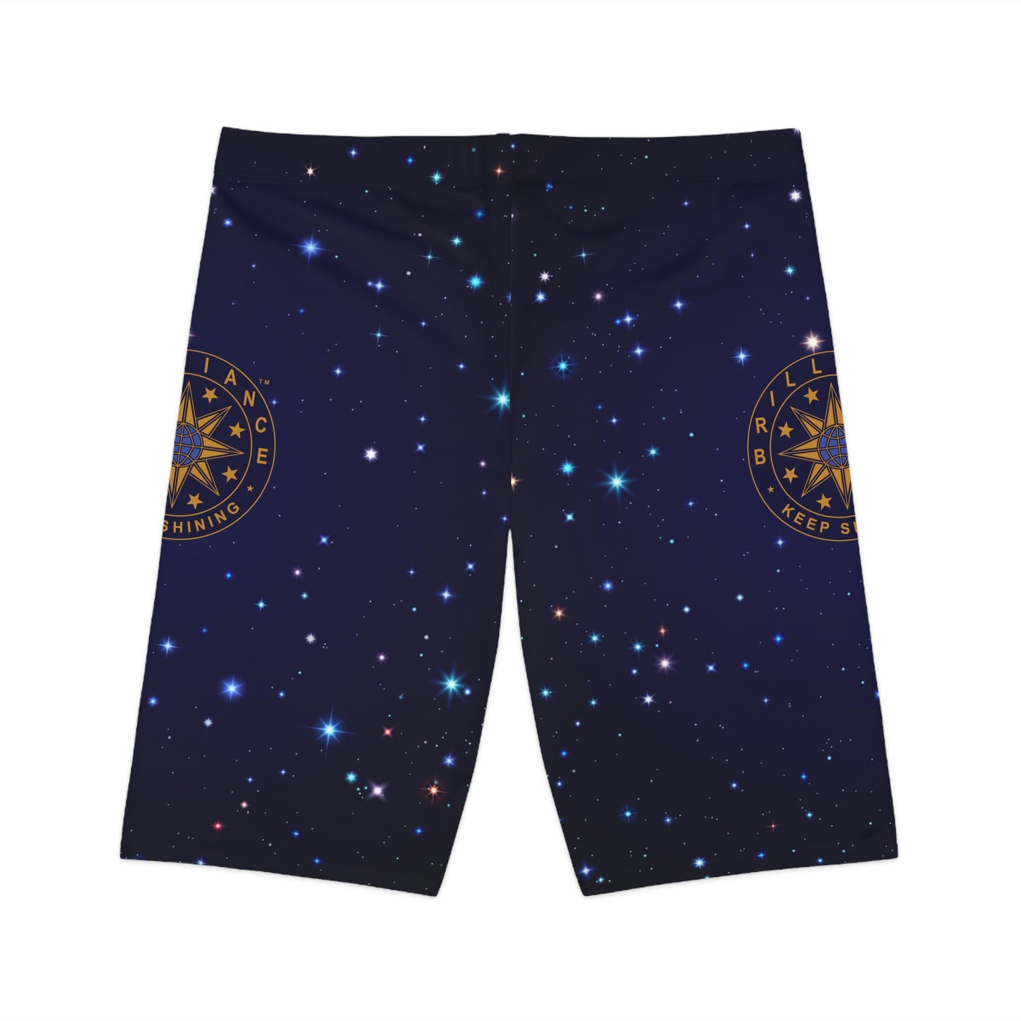 Brilliance Women's Bike Shorts with Starry Night Print and Logo Back Side