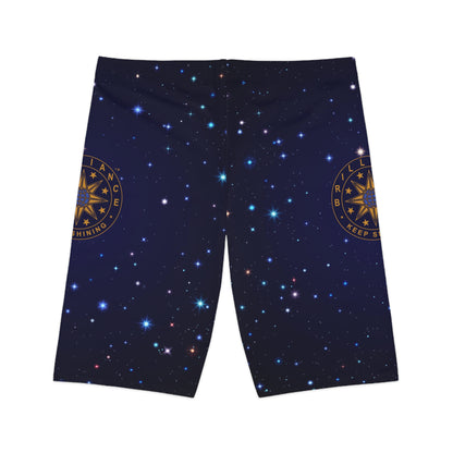 Brilliance Women's Bike Shorts with Starry Night Print and Logo Back Side