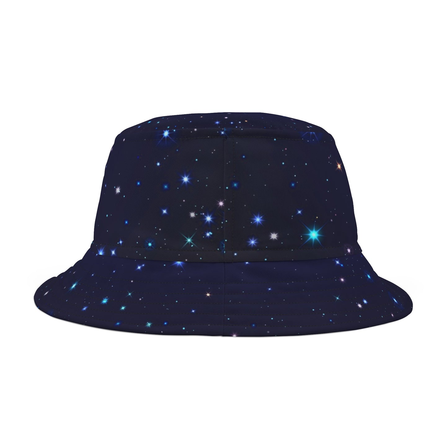 Brilliance Women's Bucket Hat with Starry Night Print and Logo Black Stitching Back Side
