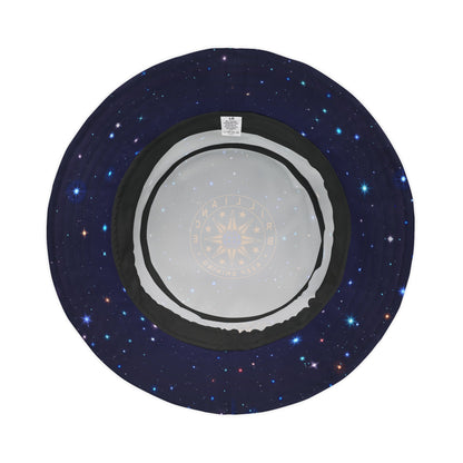 Brilliance Women's Bucket Hat with Starry Night Print and Logo Black Stitching Bottom