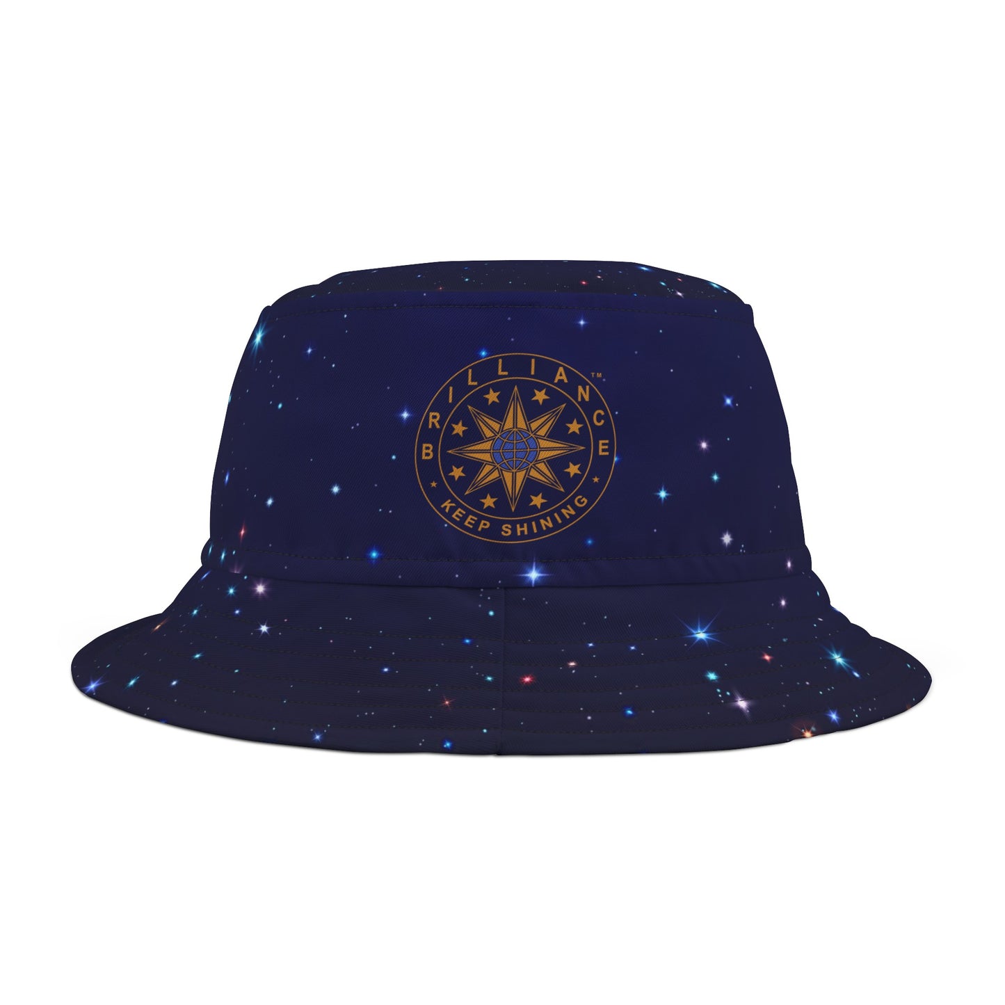 Brilliance Women's Bucket Hat with Starry Night Print and Logo Black Stitching Front Side
