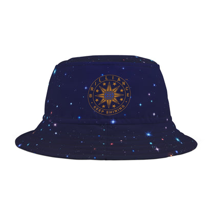 Brilliance Women's Bucket Hat with Starry Night Print and Logo Black Stitching Front Side