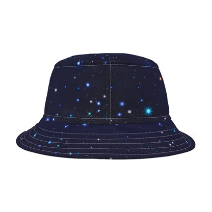 Brilliance Women's Bucket Hat with Starry Night Print and Logo White Stitching Back Side