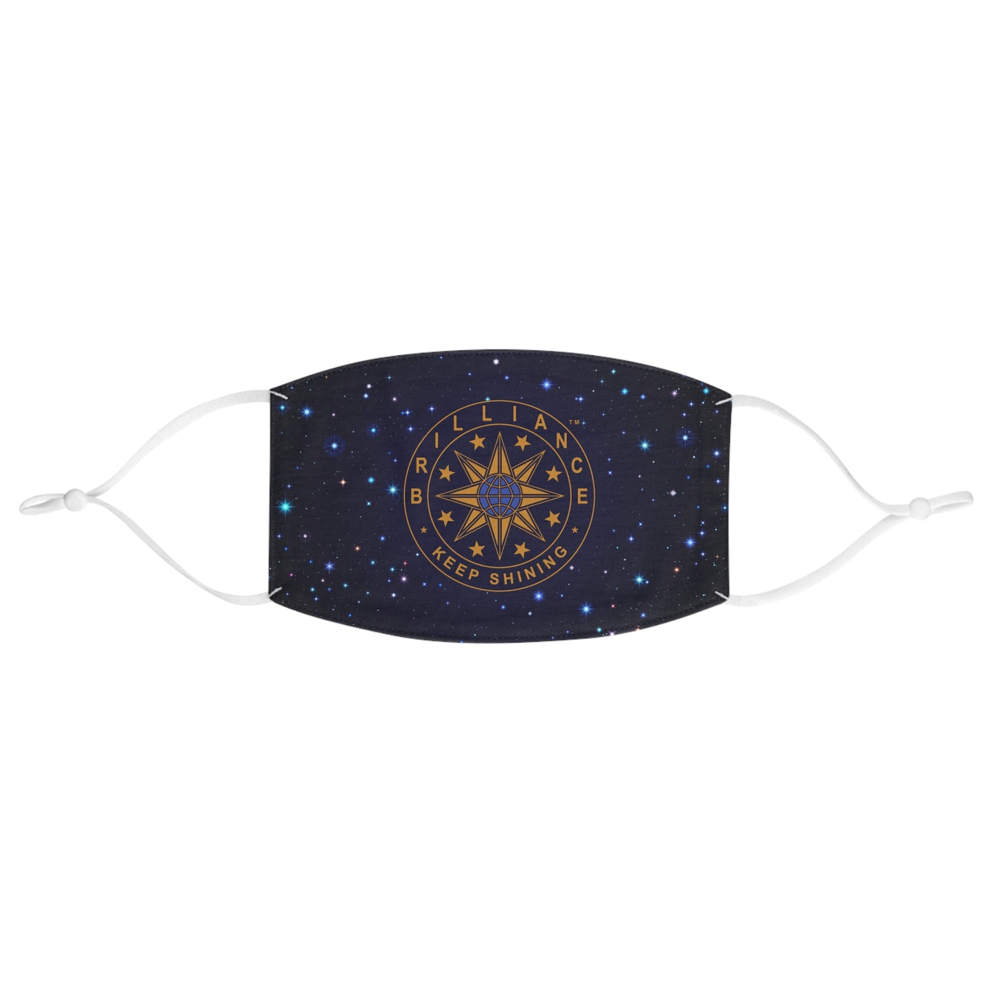Brilliance Women's Fabric Face Mask with Starry Night Print and Logo Front Side